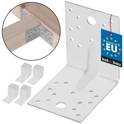 Zdjęcie produktu dla KOTARBAU® 50 szt. Kątownik Ciesielski Łącznik Budowlany 100 x 100 x 80 mm Stal ocynkowana z Przetłoczeniem Nierdzewny