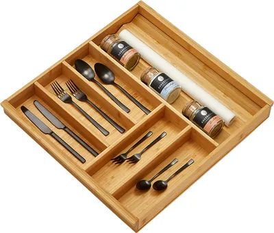 Produktbild von ORGA-BOX-1 BAMBUS Besteckeinsatz mit 6 Fächern für Blum Tandembox / Antaro Schubladen 519 x 473 x 56 mm im 60er Schrank