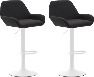 Produktbild von CLP 2er Set Barhocker Braga Stoff drehbar und höhenverstellbar schwarz Gestell Farbe weiß