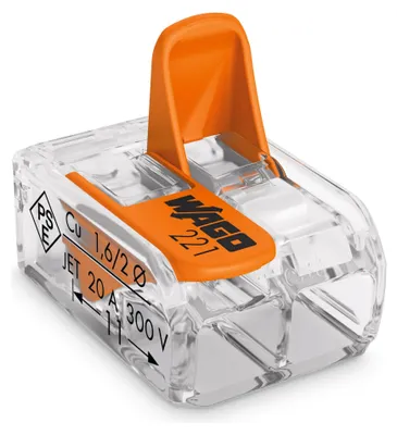 Produktbild von Wago 221-412, Cage Clamp, Orange, Transparent, 450 V, 32 A, RoHS, 1,6 g