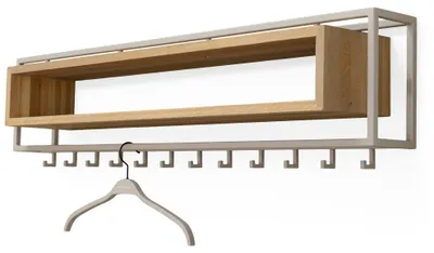 Produktbild von Garderobe Wandgarderobe SCHOOL 120 Stahl Silky Taupe Ablage Eiche, Spinder