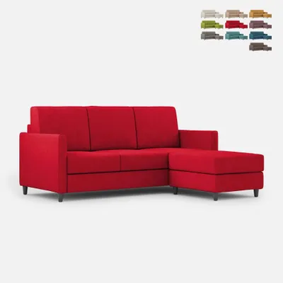 Produktbild von 3-Sitzer Sofa gepolstert in Stoff mit Hocker im modernen Stil Karay 180 - Rot