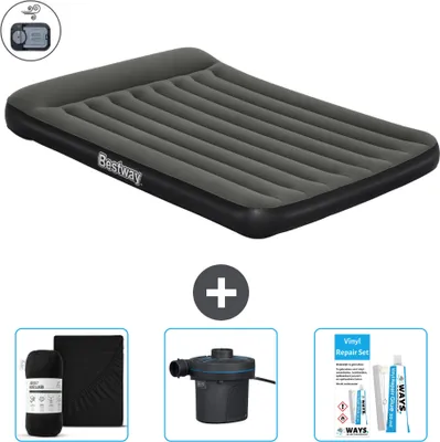 Zdjęcie produktu dla Materac dmuchany Bestway - 2-osobowy - 152 x 203 x 30 cm - Zielony - Akcesoria w zestawie