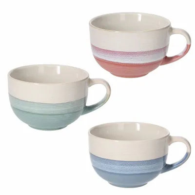 Zdjęcie produktu dla zestaw 3 dużych kubków Madrid Maui w 3 kolorach, ceramiczne