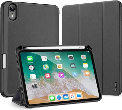 Produktbild von Dux Ducis Domo Hartschale mit Smart Sleep und integrierter Standfunktion Etui Schutz Hülle Tasche Cover kompatibel mit iPad Mini 6 Schwarz