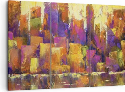 Produktbild von Bild auf Leinwand - Leinwandbild - 3 Teile - Abstraktion Stadt Wolkenkratzer - 105x70cm - Wand Bild - Wanddeko - Wandbilder - Leinwanddruck - Bilder - Wanddekoration - Leinwand bilder - CE105x70-4294