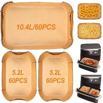 Immagine prodotto di Sacchetti per friggitrice ad aria, confezione da 60 pezzi da 10,4 L + confezione da 120 pezzi da 5,2 L