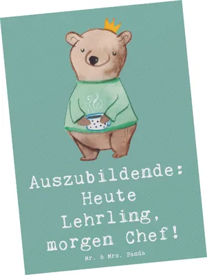 Produktbild von Mr. & Mrs. Panda Postkarte Auszubildende Chef - Meeresbrise - Geschenk, Ausbildung, Berufstraining, Postkarten, Geschenke für Berufstätige, Beruf, Berufserfahrung