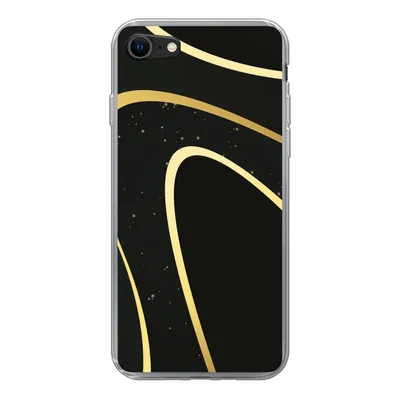 Produktbild von MuchoWow® Handyhülle Schutzhülle Hülle für iPhone 8 Goldene Wellen auf schwarzem Hintergrund Silikon Softcase Handy Hülle - Schutzhaube