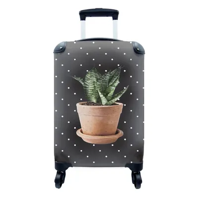 Produktbild von MuchoWow® Koffer Handgepäck Trolley Rollkoffer Kleine Reisekoffer mit 4 Rollen - Pflanze - Blumentopf - Dots - Cabin Size < 55x40x23 cm & 55x40x20 cm - Fotokoffer - Kabinenkoffer - Boardgepäck - Reise-Box - Reisekoffer - Reisegepäck - Koffer mit Bild - Trolley für Kinder