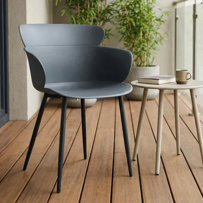Produktbild von Gartenstühle CATCH im 4er Set, Grau - Schalenstühle mit Armlehnen für Indoor & Outdoor geeignet, Sitzschale aus Polypropylen UV-beständig und wetterbeständig, pflegeleicht