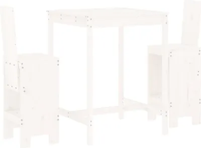 Produktbild von vidaXL 3-tlg. Gartenbar-Set Weiß Massivholz Kiefer