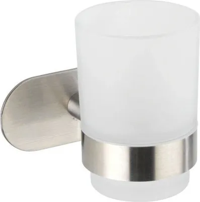 Produktbild von WENKO Edelstahl OREA Zahnputz Becher Halter Zahn Bürsten Bad WC Wand ohne bohren