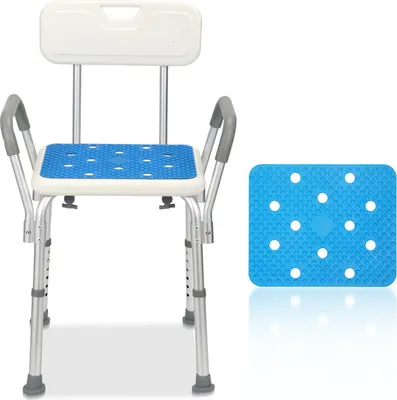Produktbild von SWANEW Duschhocker Badhocker Höhenverstellbar Duschstuhl bis 136kg  Badsitz Anti-Rutsch mit arm und rückenlehne Quadrat