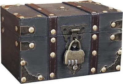 Vintage Holzschatztruhe mit Schloss, 18 x 11 x 10 cm, Piratenschatztruhe für Kinder, Aufbewahrungsbox für Spielzeug und