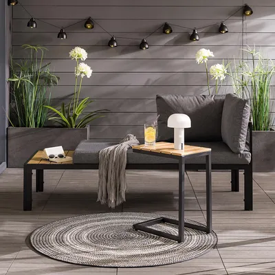 Produktbild von home24 Loungeset - 2-teilig - Polywood / Polyester - Grau