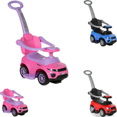 Produktbild von Lorelli Rutscher 3 in 1 Kinderauto Off Road Schiebegriff Musik Rückenlehne in rosa