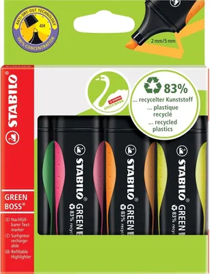 Produktbild von Stabilo 6070/4, Multi, Schwarz, Grün, Orange, Pink, Gelb, Kunststoff