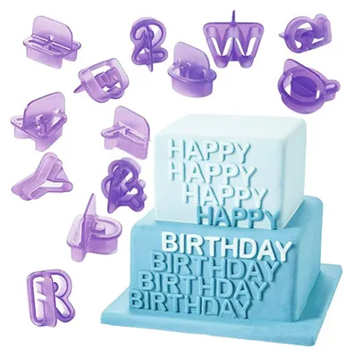 Produktbild von Ausstechformen-Set für Fondantbuchstaben, 40-teilig, Keksausstecher-Set mit Buchstaben, Zahlen und Satzzeichen zur Tortendekoration