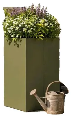 Imagen del producto de Jardinera, diseño geométrico moderno, estructura metálica duradera, color verde