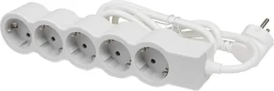 Produktbild von Legrand Flache Steckdosenleiste 5x Steckdose, 1,5 Meter Kabel weiss-grau 694555