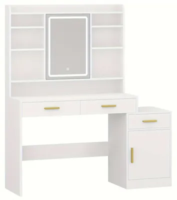Image de Table de maquillage - Miroir de maquillage - Table de coiffure - Bureau de maquillage - Blanc