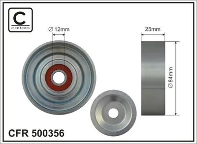 Produktbild von CAFFARO 500356 Umlenkrolle Keilrippenriemen 84mm für NISSAN ALMERA II Hatchback (N16) ALMERA TINO (V10) PRIMERA (P11) PRIMERA (P12) PRIMERA Kombi