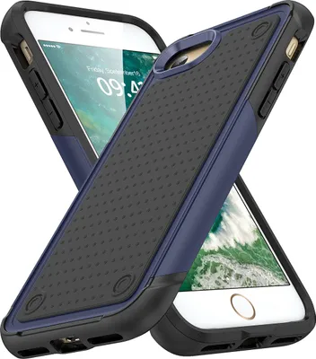 Produktbild von Für iPhone 8 / 7 /iPhone SE 2020 / SE 2022 Hülle Militärqualität Stoßfest Hybrid 2 in 1 Hart PC Weich TPU Handyhülle Blau Schwarz