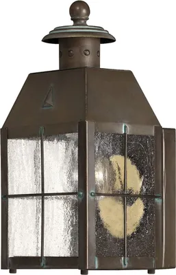 Produktbild von Außenwandlampe Echt-Messing Glas 24,8 cm hoch IP44 in Messing Antik E27 Maritim Außenlampe Wand