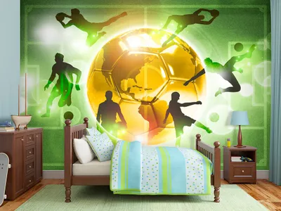 Produktbild von Vlies Fototapete 350x256 cm Tapeten Wandtapete XXL Fußball Ball Fußballspieler i-A-0093-a-b