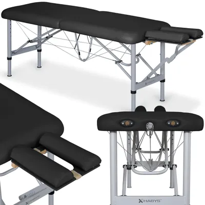 Obrázek produktu pro Habys masážní stůl Chiro Ultralux 19 | Skládací pojízdný | Výškově nastavitelný přenosný | Hliníková černá černá