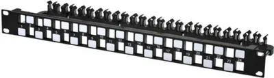 Produktbild von Lanview LVN127597, RJ-45, Cat5e, Rackeinbau, 1U, Schwarz, Stahl