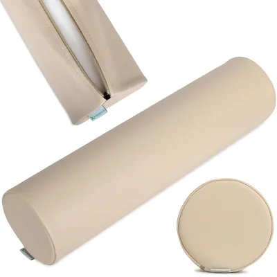 Produktbild von Habys Lagerungsrolle Vollrolle Lagerungskissen Nackenrolle | Knierolle für Massage und Therapie Fitnessrolle | 15x60cm | Vinyl Flex | Beige