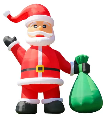 Produktbild von Riesiger aufblasbarer Weihnachtsmann mit grünem Geschenkesack - King21-6 - 6 m - Außendekoration - Nylon - EU-Adapter