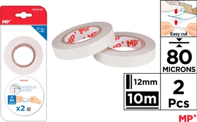 Produktbild von Doppelseitiges Klebeband, 12 mm x 10 m, 2 Stück