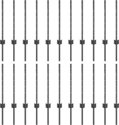 Image de vidaXL Poteaux de clôture 22 pcs Gris 100 cm Acier