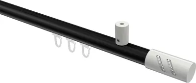 Produktbild von Interdeco Innenlaufstange / Gardinenstange mit Innenlauf Schwarz / Weiß, Typ Sonius Zoena (Glitzerzylinder) Deckenmontage, 20 mm Ø 1-läufig, 240 cm