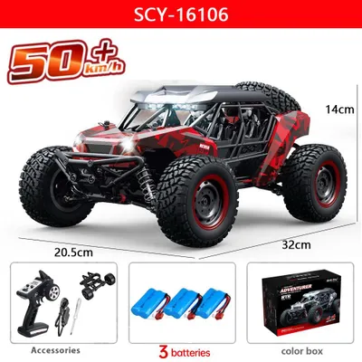Produktbild von Ferngesteuertes Offroad-RC-Auto 1:16 4WD 50 km/h - Rot 3 Akkus