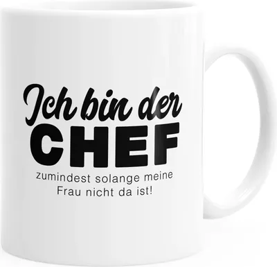 Produktbild von Kaffee-Tasse Spruch Ich bin der Chef zumindest so lange meine Frau nicht da ist einfarbig MoonWorks® weiß unisize