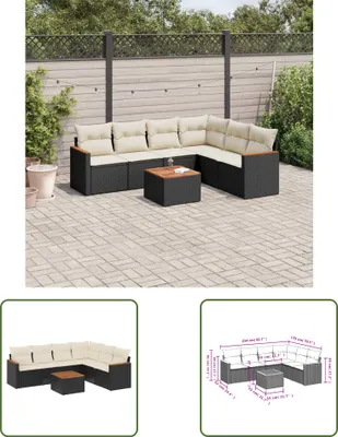 Produktbild von The Living Store 7-tlg. Garten-Sofagarnitur mit Kissen Schwarz Poly Rattan