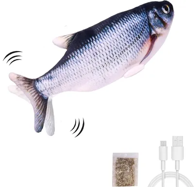 Produktbild von Elektrisches mobiles Fisch-Katzenspielzeug,realistischer fliegender Fisch,zitterndes Fisch-Katzenminze-Spielzeug,Katzenminze-Flatting-Spielzeug,interaktives Katzenminzen-Spielzeug für Indoor-Katzen.