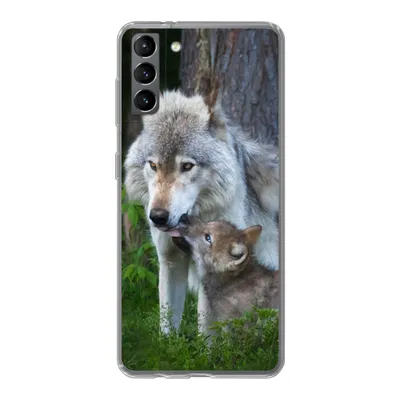 Produktbild von MuchoWow® Handyhülle Schutzhülle Hülle für Samsung Galaxy S21 Plus Wolf - Moos - Wald - Welpe Silikon Softcase Handy Hülle - Handy-Tasche