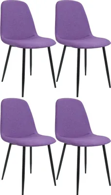 Produktbild von CLP 4er Set Esszimmerstuhl Maryam gepolstert mit Rückenlehne lila Material Stoff