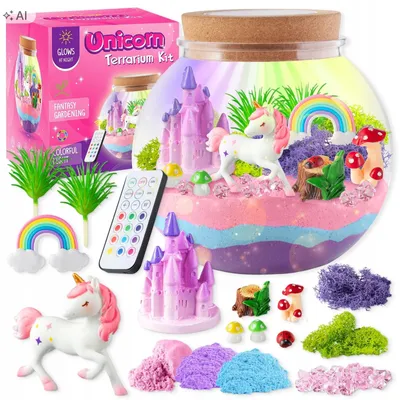 Produktbild von Monden DIY Magisches Einhorn Terrarium Kreativ-Set LED Lampe