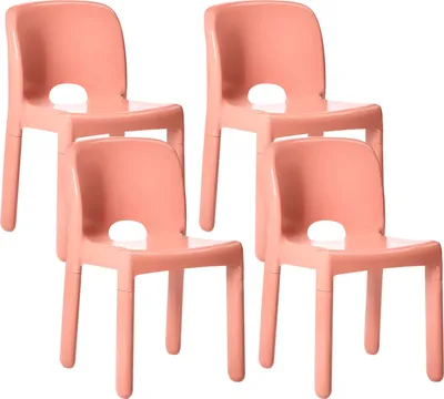 Produktbild von BELIANI Esszimmerstuhl 4er Set Korallenrot aus Kunststoff Stapelbar ohne Armlehnen Moderner Stil Stuhlset Plastikstühle für Garten Terrasse Esszimmer