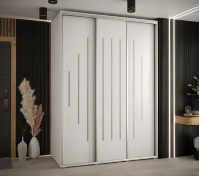 Produktbild von Kleiderschrank YVONA 12 - 180/60 cm, weiß/silber