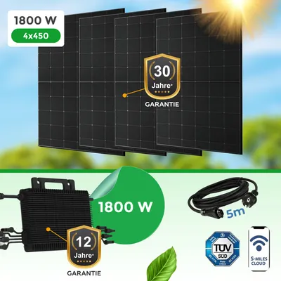 Produktbild von Balkonkraftwerk 1800Watt mit Hoymiles HMS 1800 Wechselrichter , APP.