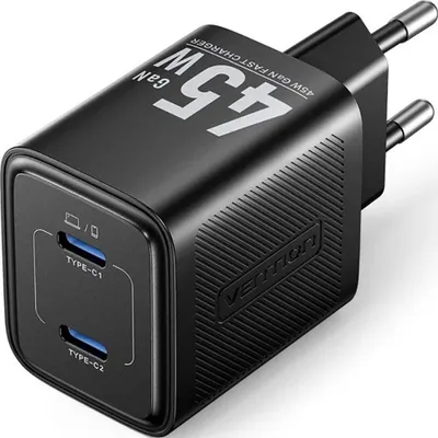 Obrázok produktu pre Vention 45W GaN PD nabíjačka 2x USB-C čierna