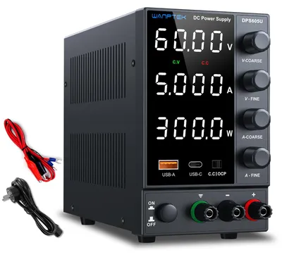 Labornetzteil 60V 5A, regelbar, LED-Display, USB-A & Type-C