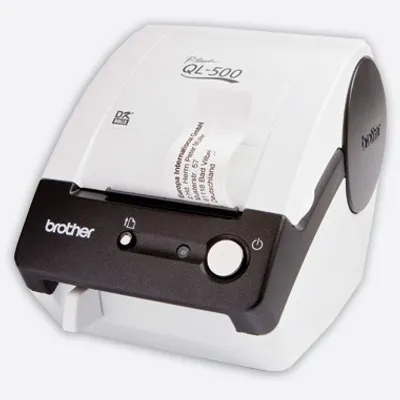 Produktbild von Brother QL-500BW, DK, Thermodirekt, 300 x 300 DPI, 90 mm/sek, Schwarz, Weiß
